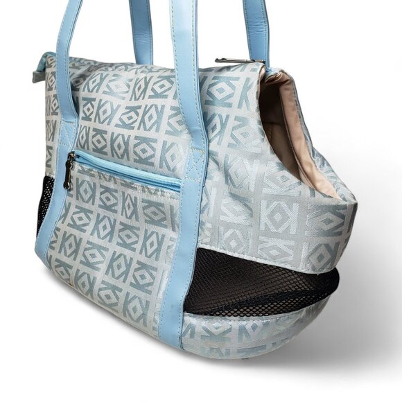 Small Dog Carrier With Shoulder Strap Geo Pattern Mesh Walls - Picture 1 of 12